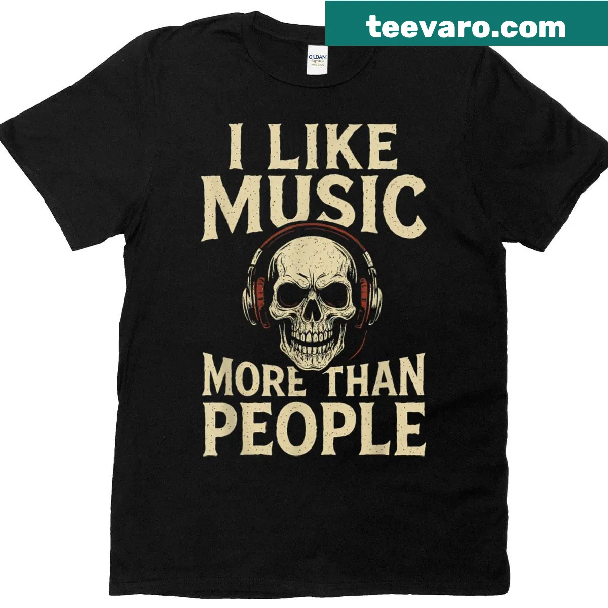 Vintage-style T-shirt with a graphic about music and people — on a men's t-shirt