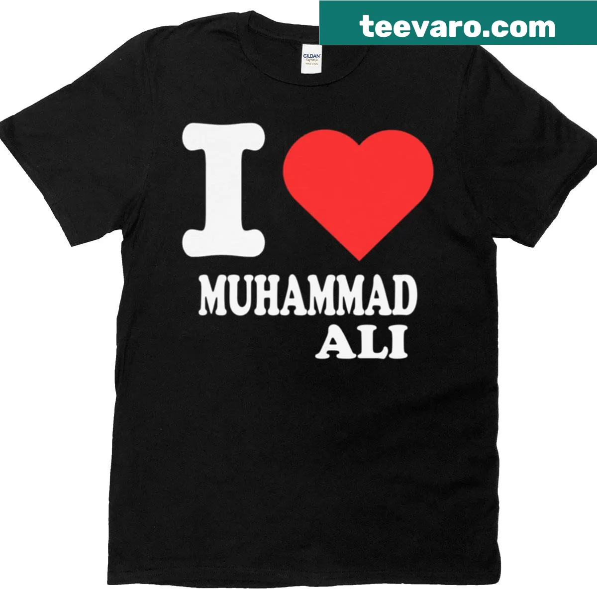 T-shirt expressing love for Muhammad Ali with a simple graphic design — on a men's t-shirt