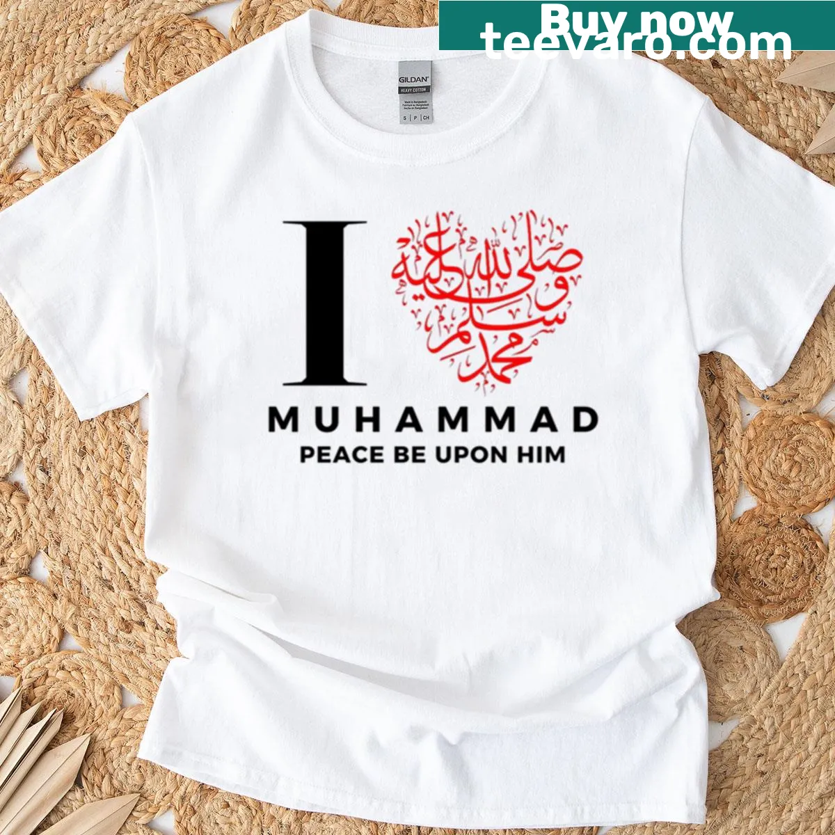 Bold typography tee featuring the phrase I Love Muhammad — on a men's t-shirt