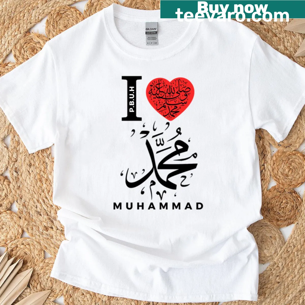 Bold typography tee expressing love for Muhammad — on a men's t-shirt