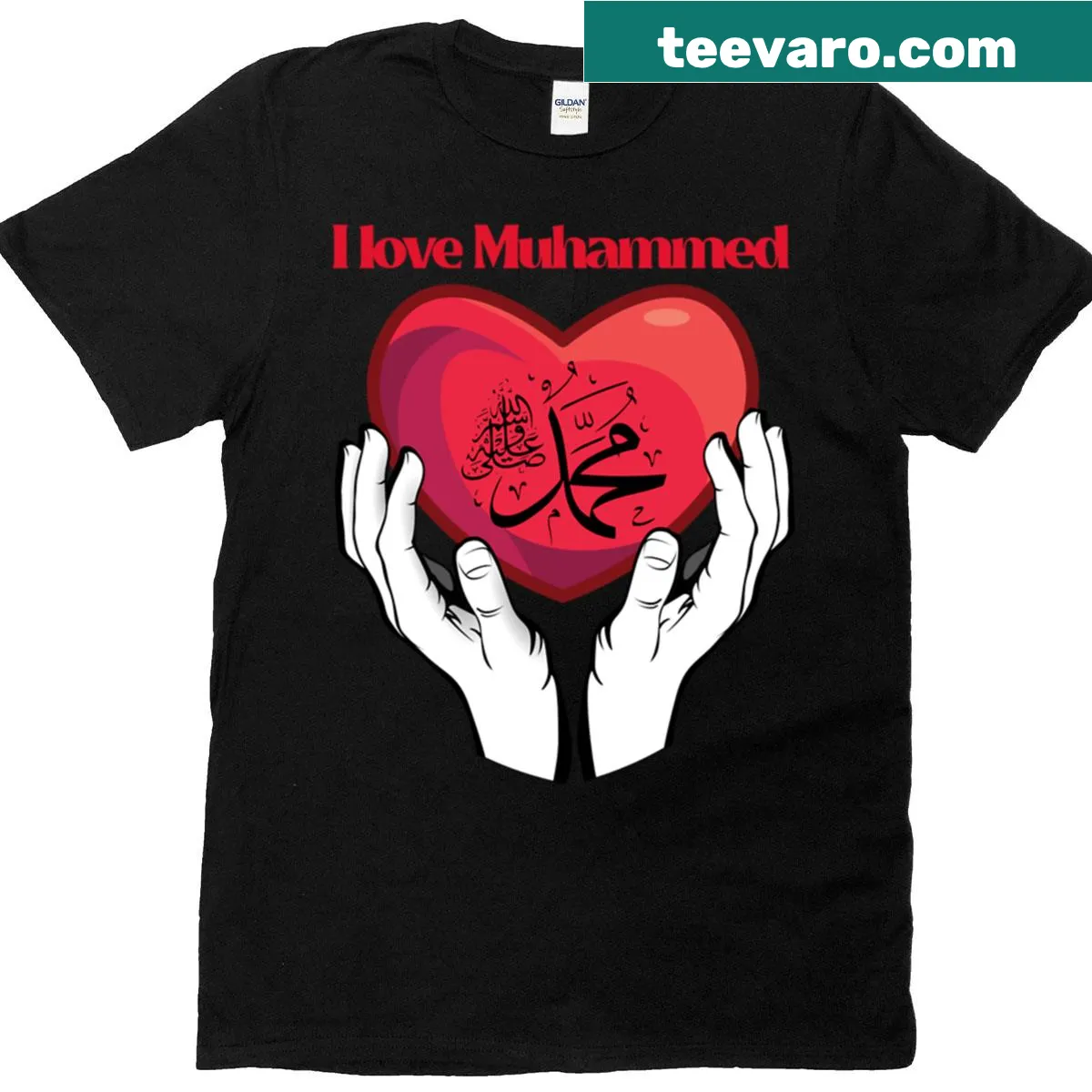 Boxy t-shirt with a design expressing love for Prophet Muhammed — on a men's t-shirt