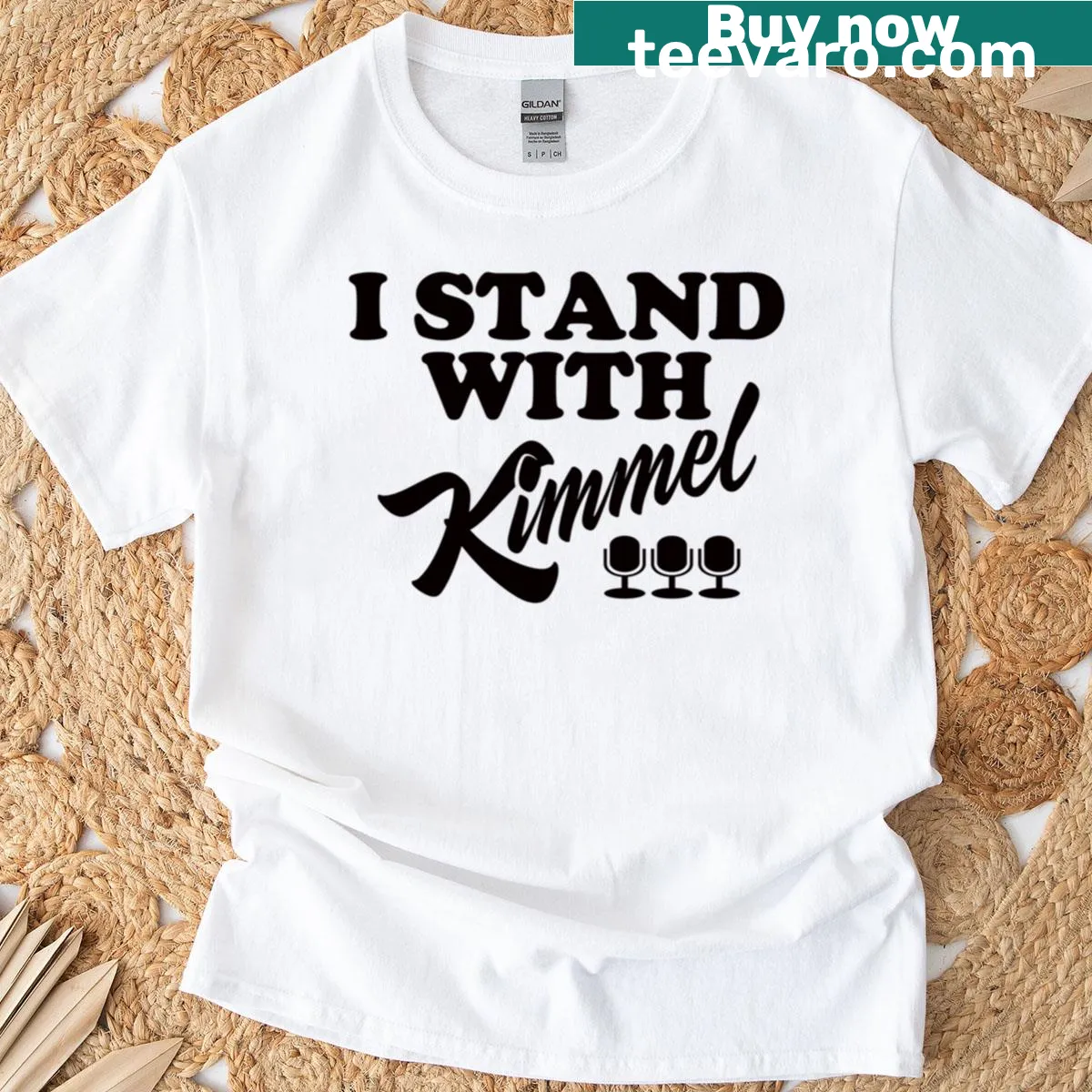 Funny T-shirt with a supportive message for Jimmy Kimmel — on a men's t-shirt
