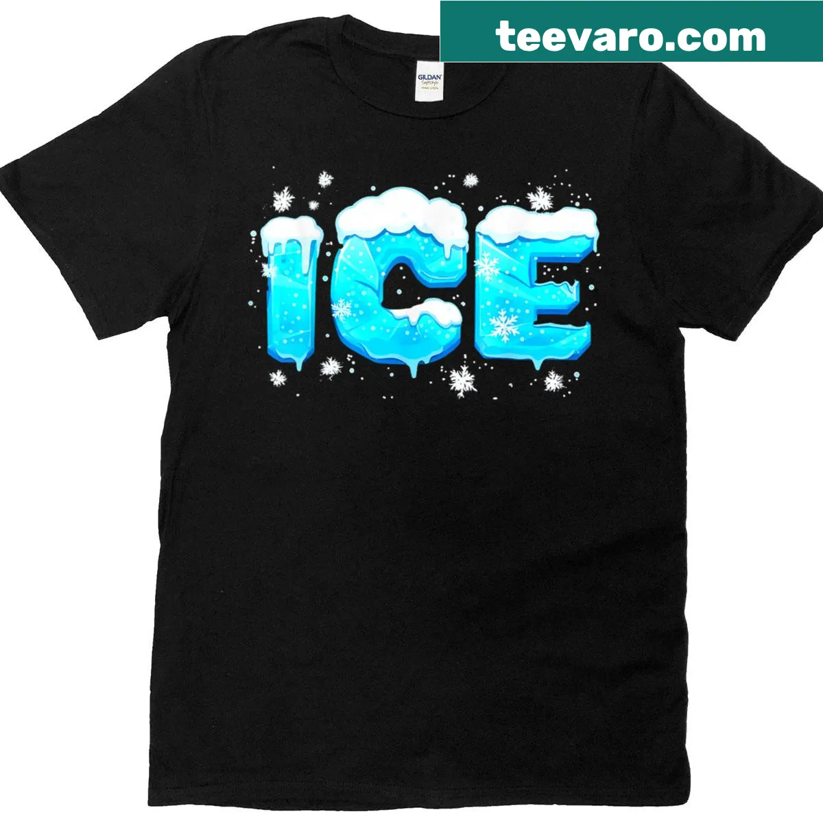Cartoon-style Halloween T-shirt featuring ice and fire theme for families — on a men's t-shirt