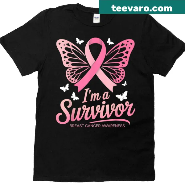 Breast cancer awareness T-shirt with I'm A Survivor message
