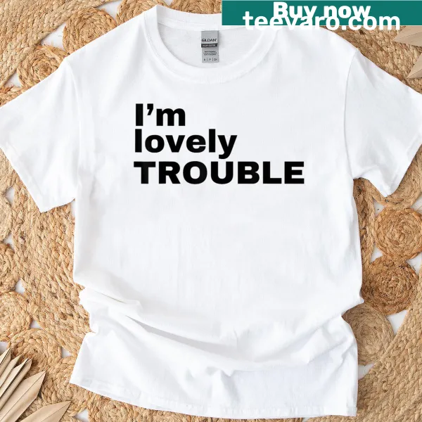 Girly tee featuring the phrase Lovely Trouble with a K-pop theme