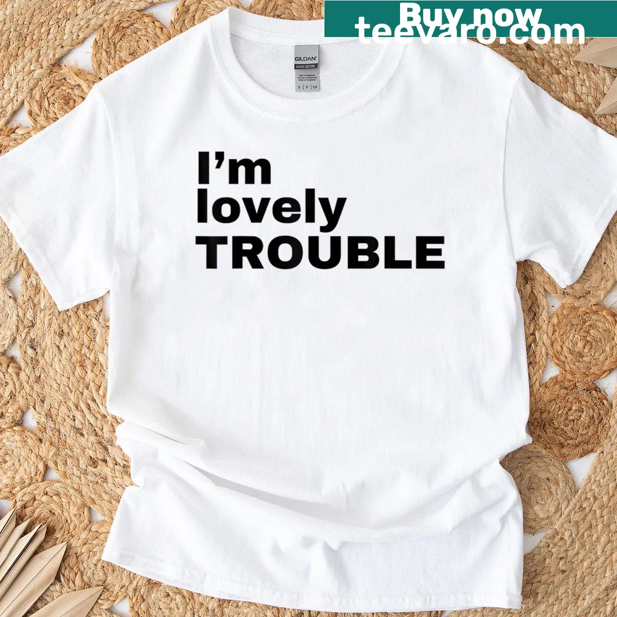 Girly tee featuring the phrase Lovely Trouble with a K-pop theme — on a men's t-shirt
