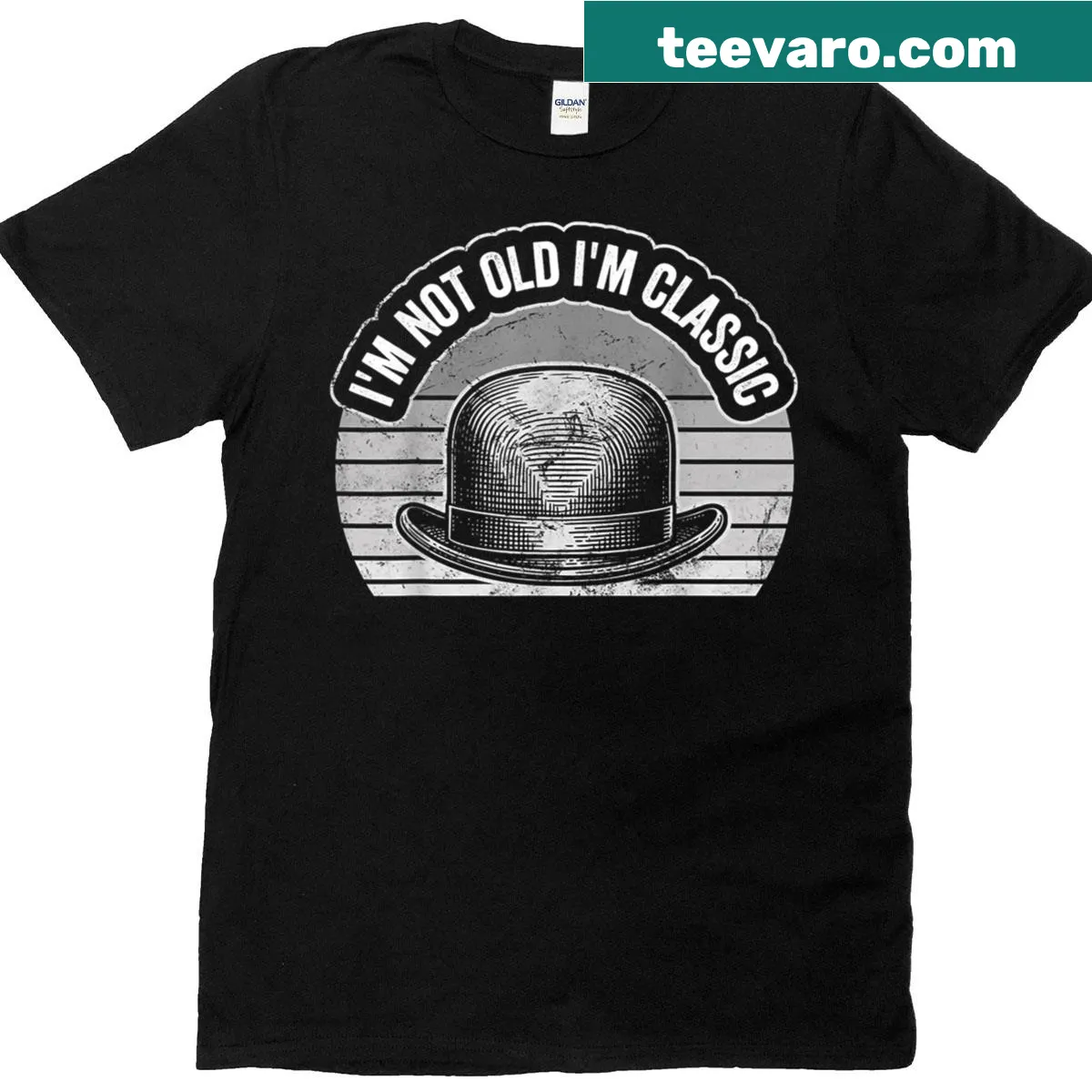 Vintage-inspired tee with humorous quote about aging — on a men's t-shirt