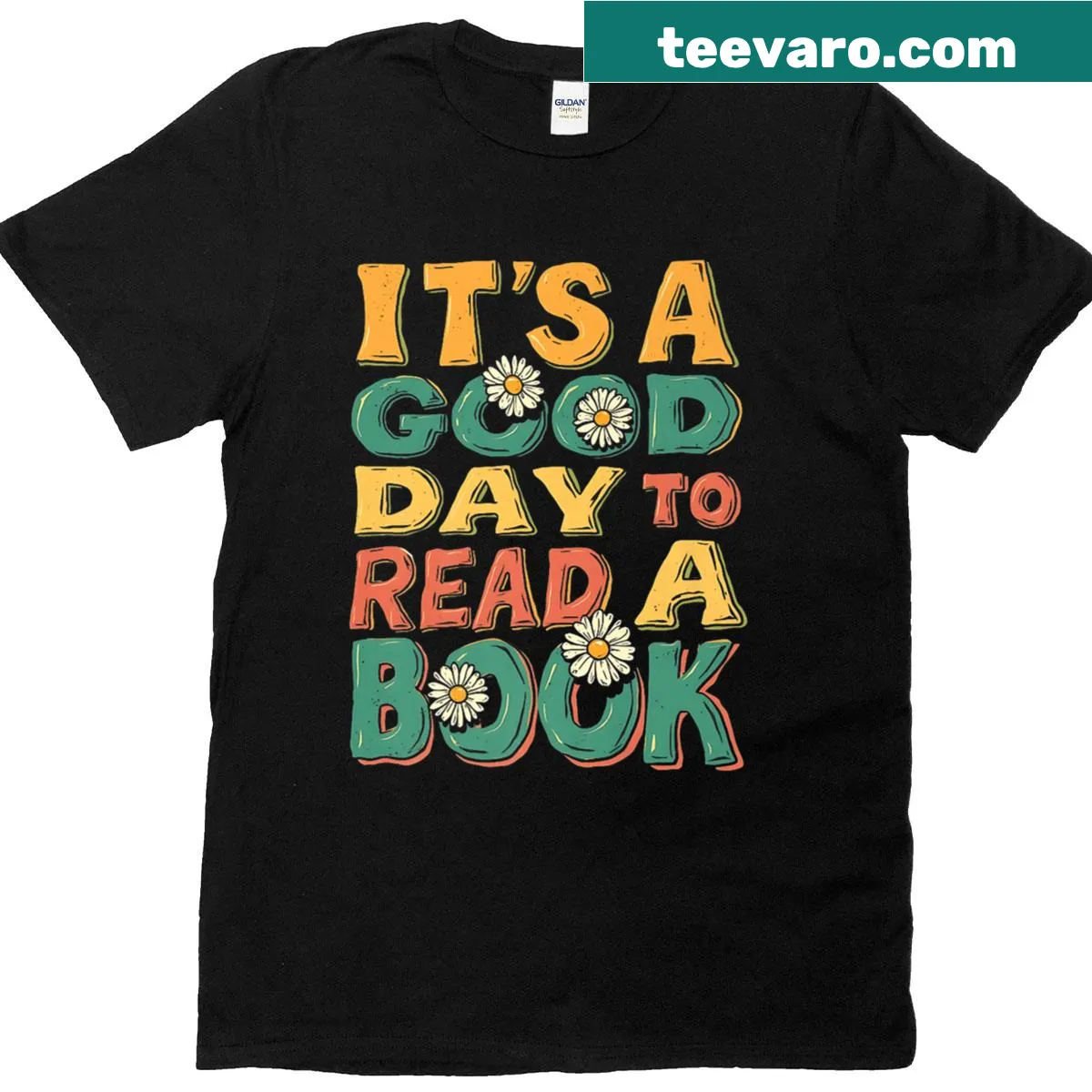 Book lover's shirt with vintage typography that says 'It's A Good Day To Read' — on a men's t-shirt