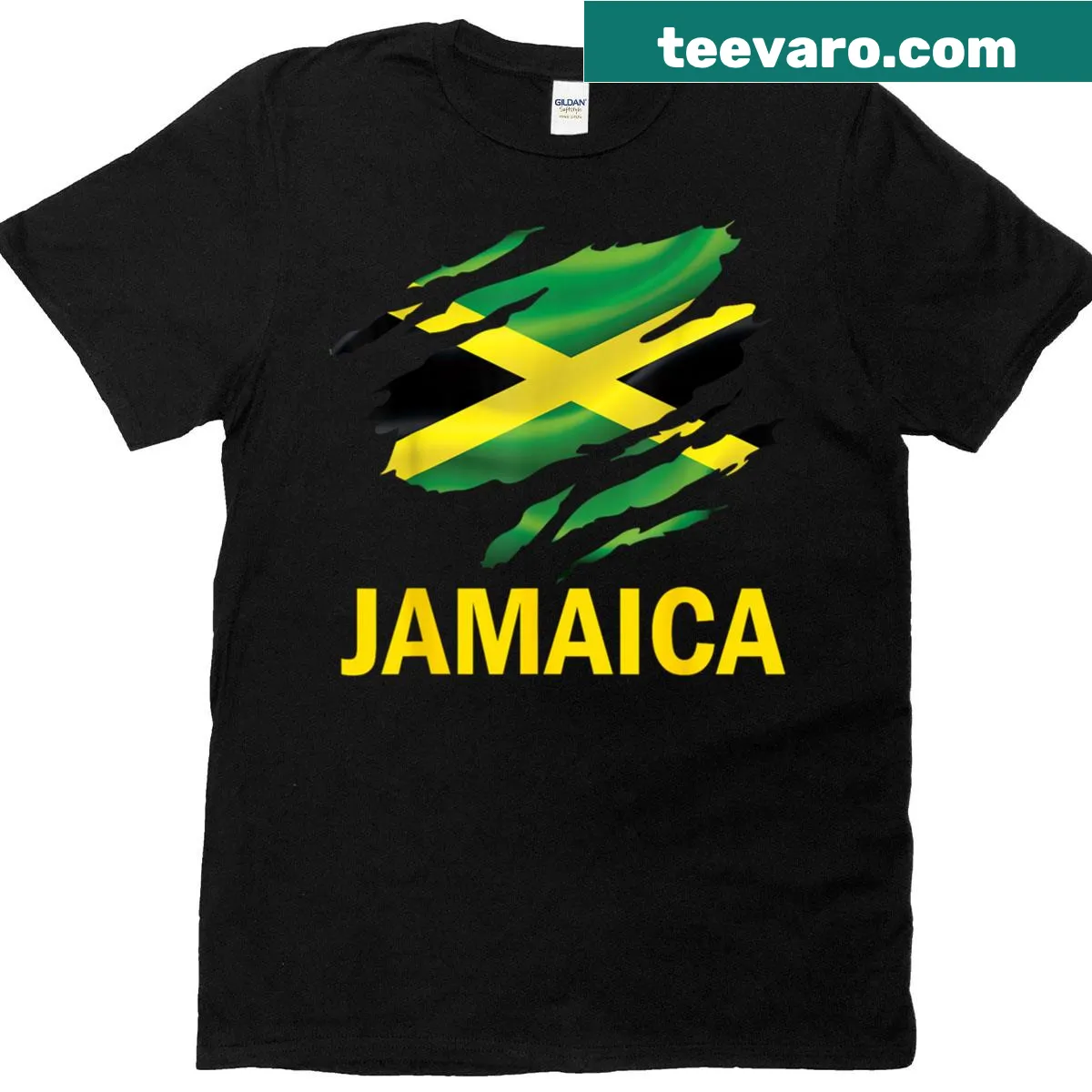 Vintage-style Jamaican flag map t-shirt representing the Labour Party — on a men's t-shirt
