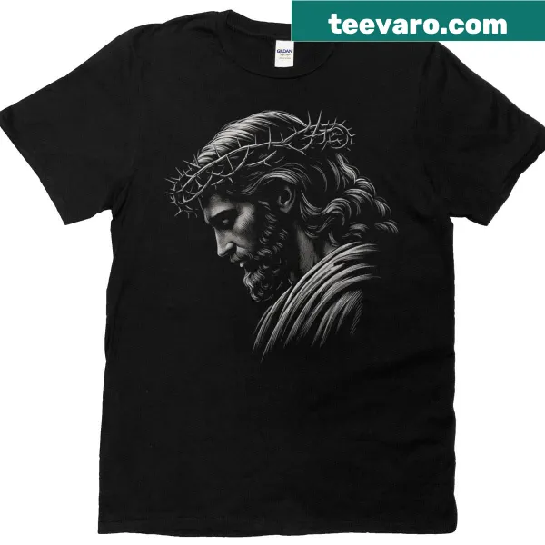 Illustrative Jesus with crown of thorns t-shirt for Easter