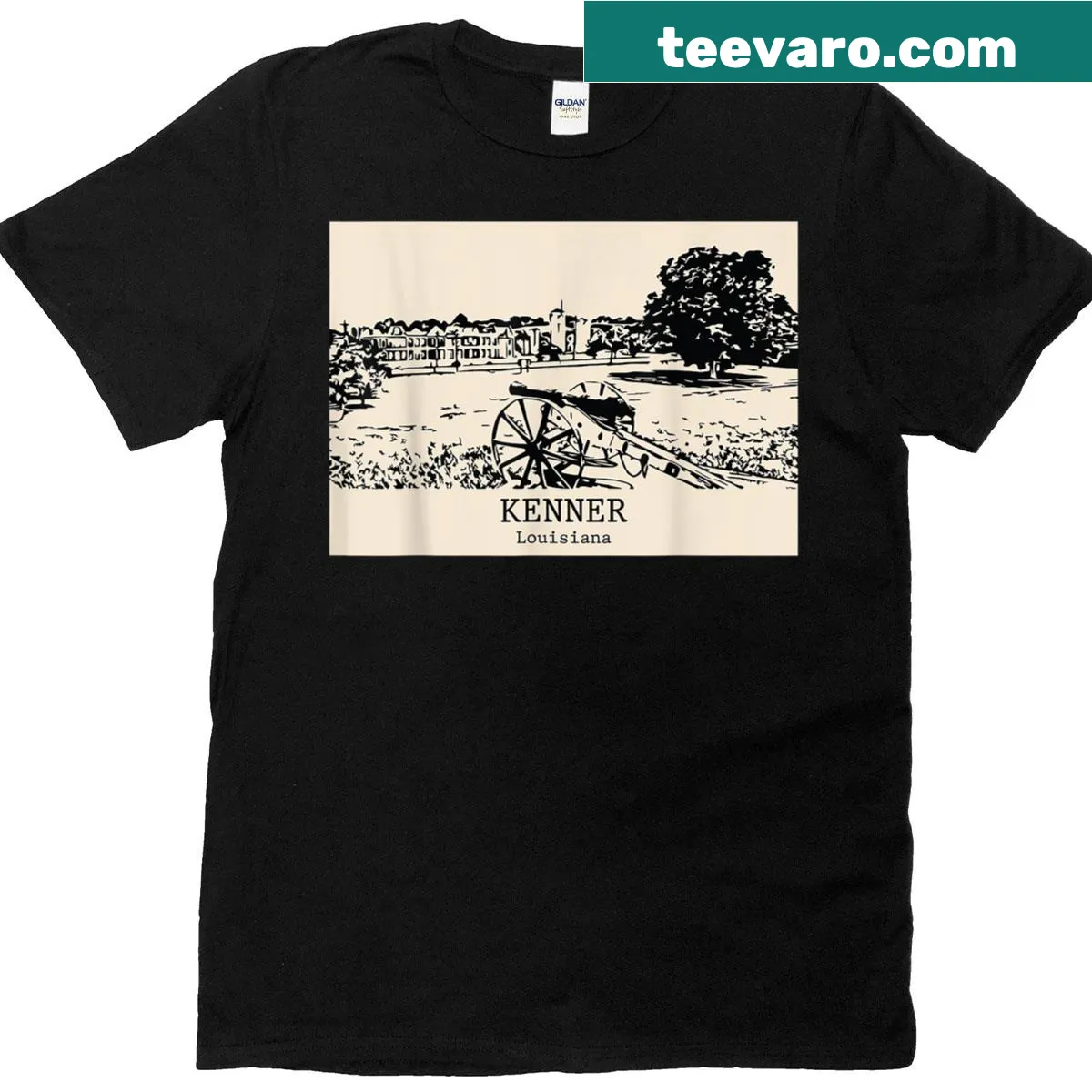 Vintage T-shirt with a retro design celebrating Kenner, Louisiana — on a men's t-shirt