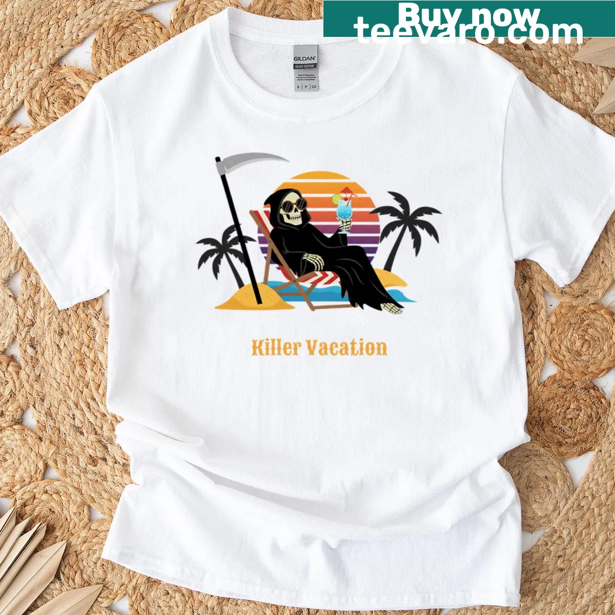 Travel-themed t-shirt promoting adventure and vacations — on a men's t-shirt