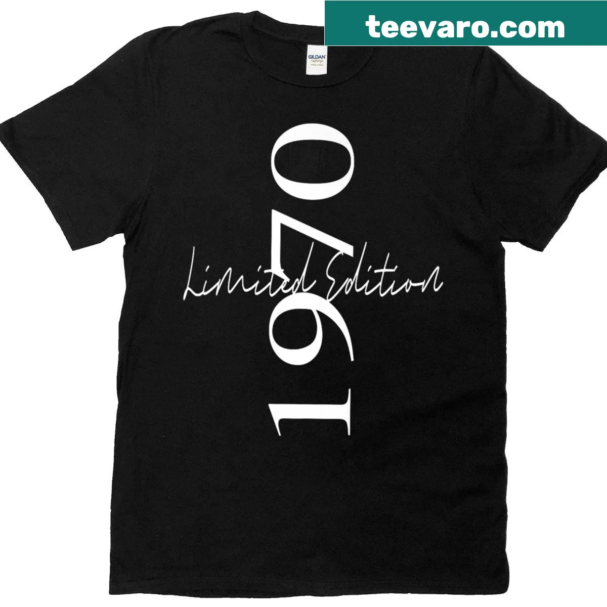 Vintage 1970 birthday t-shirt celebrating milestone years — on a men's t-shirt
