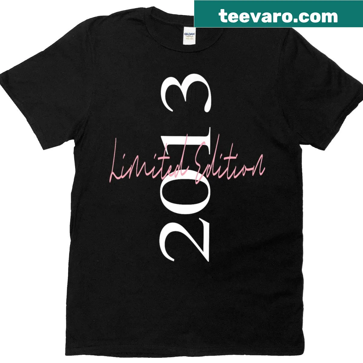Vintage style birthday t-shirt for those born in 2013 — on a men's t-shirt