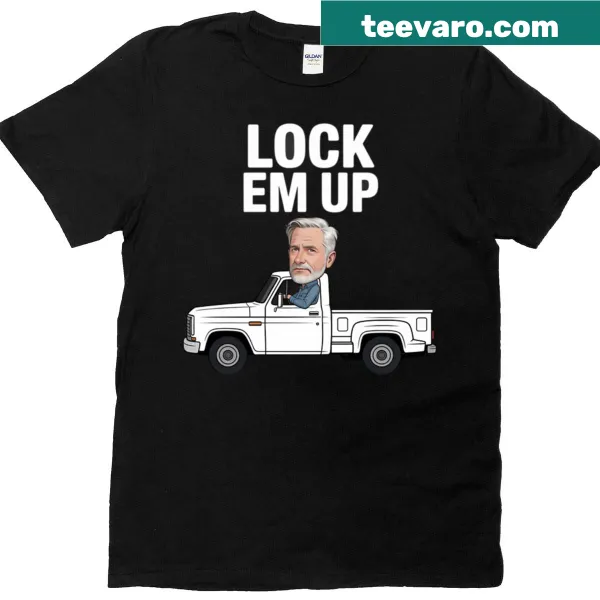 Cartoon design featuring a truck with a political satire slogan