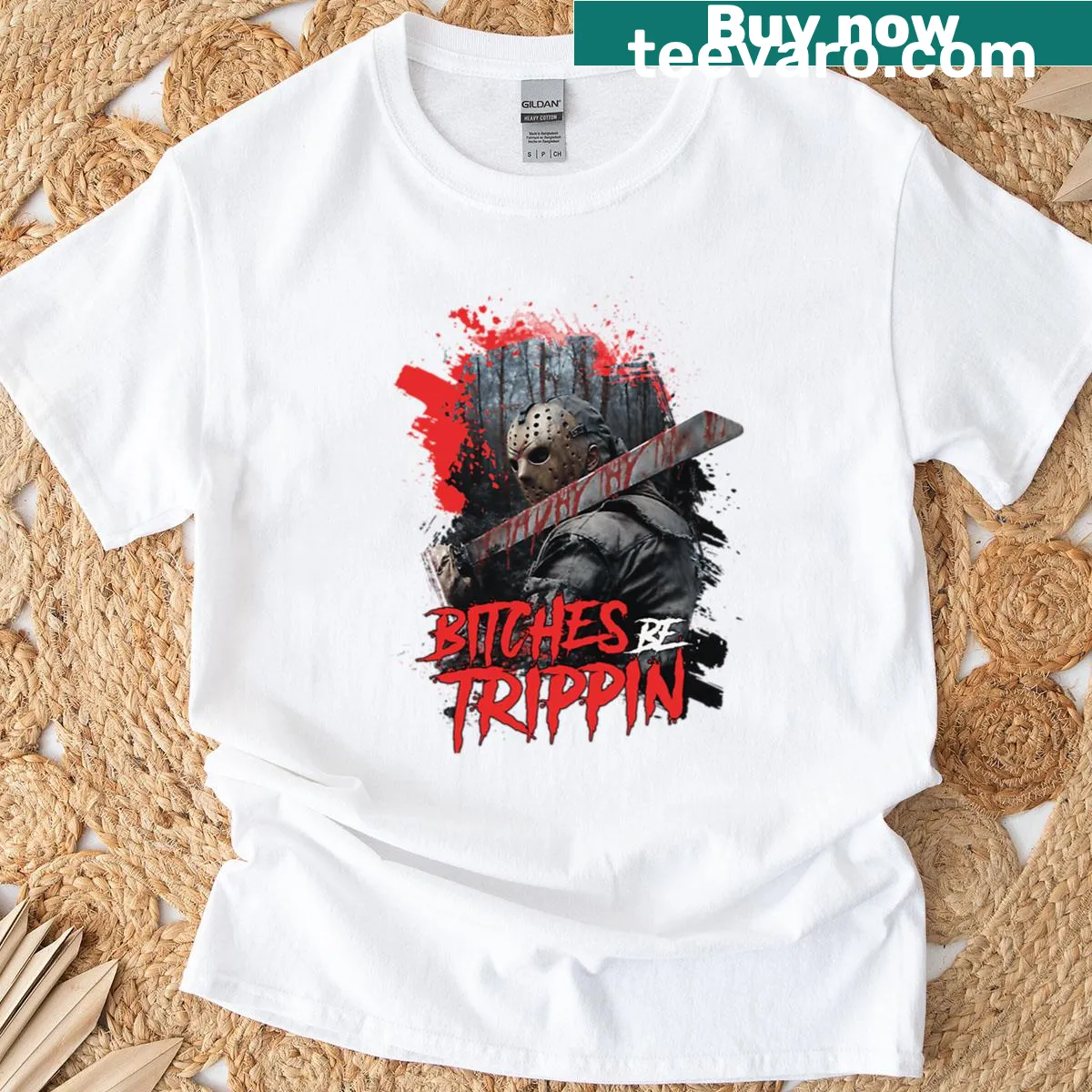 Vintage horror movie logo t-shirt for Halloween lovers — on a men's t-shirt