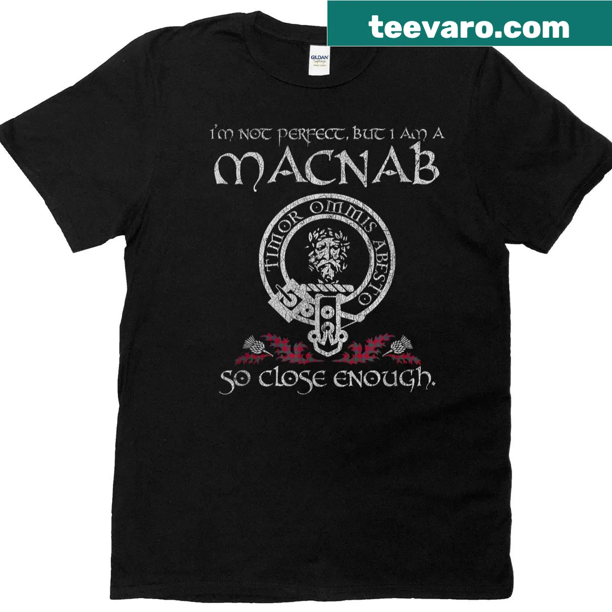 Vintage T-shirt featuring the Macnab clan name — on a men's t-shirt