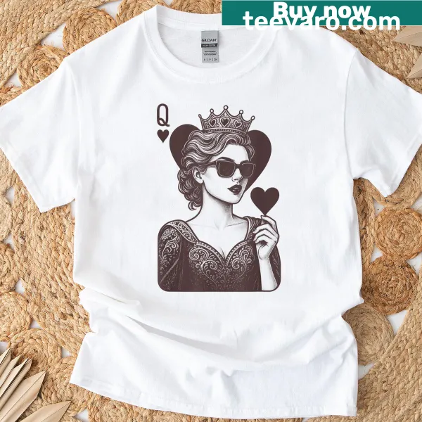 Vintage pop art style Queen Of Hearts playing card t-shirt