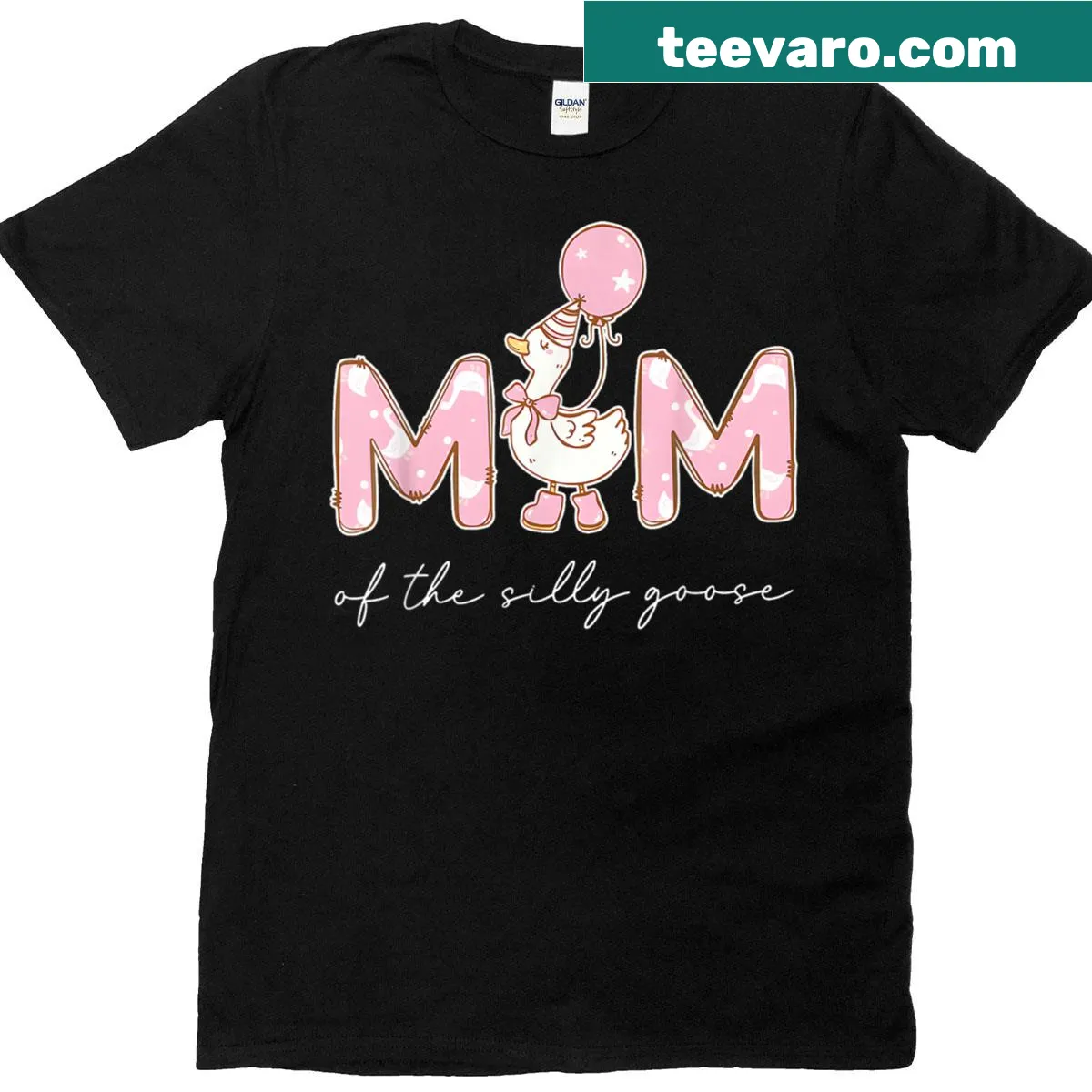 Cute T-shirt for moms featuring a silly goose illustration — on a men's t-shirt