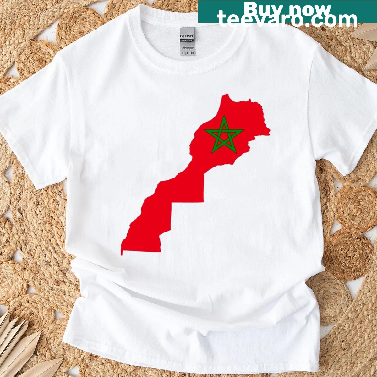 Artistic map of Morocco on a stylish T-shirt — on a men's t-shirt