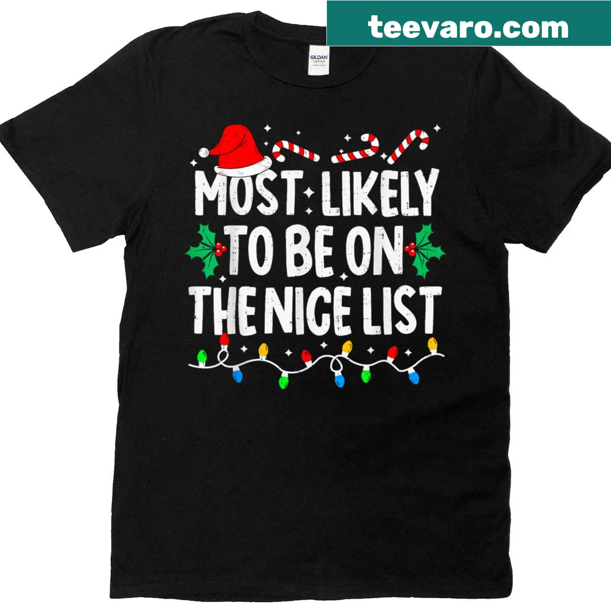 Family matching Christmas T-shirt with a fun 'Good List' design for kids. — on a men's t-shirt