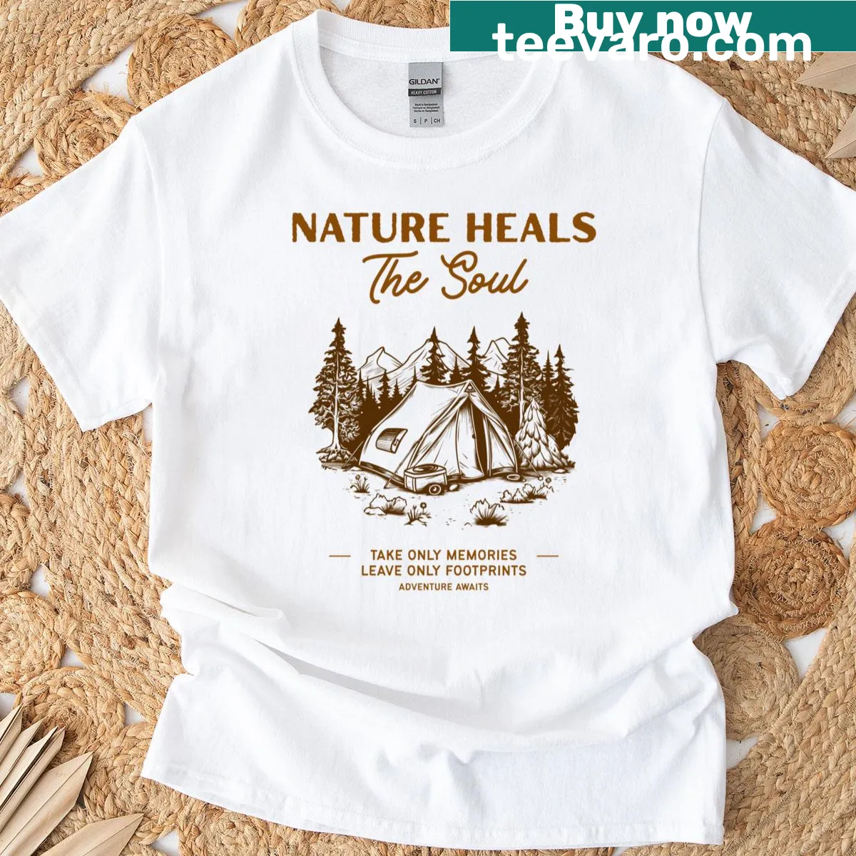 Nature-themed T-shirt with an inspirational message about healing. — on a men's t-shirt