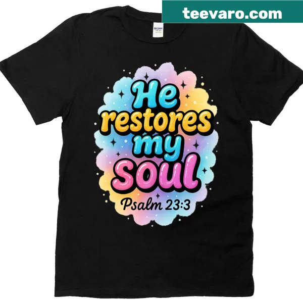 Watercolor t-shirt featuring vibrant Christian inspirational words