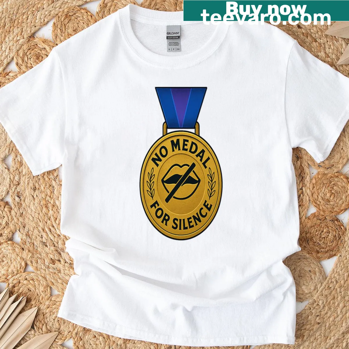 Inspiring T-shirt with the phrase 'No Medal For Silence Speak Up For Truth' — on a men's t-shirt
