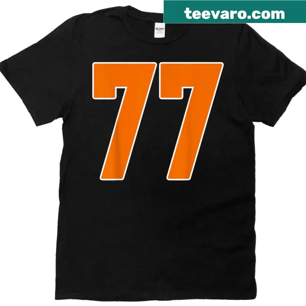Jersey-style t-shirt featuring number 77 for sports fans