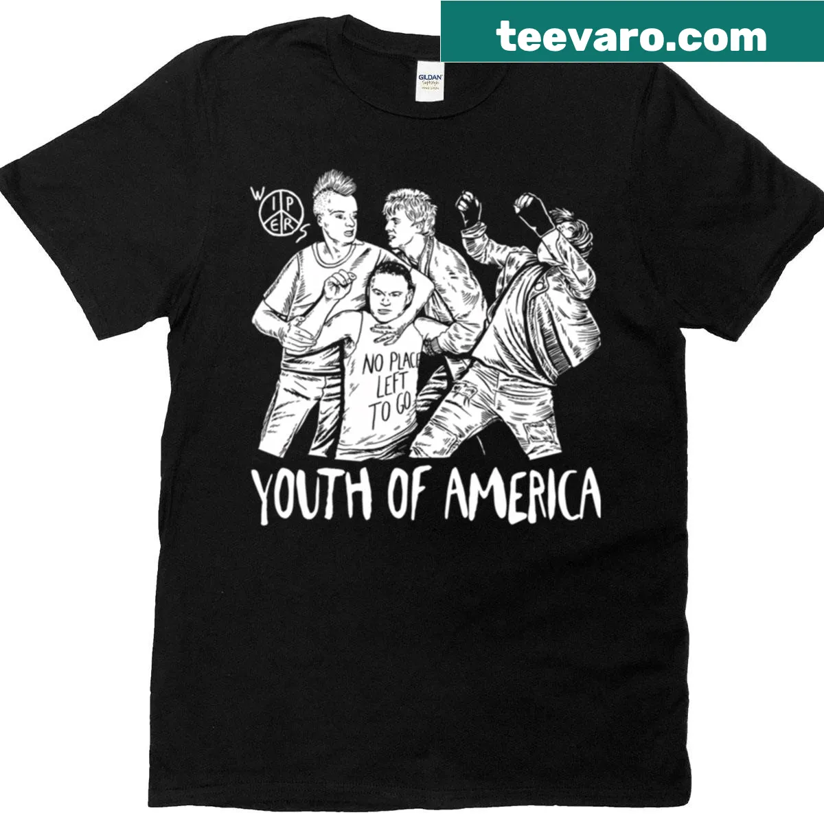 Edgy typography T-shirt with the phrase 'Outh Of America Wipers.' — on a men's t-shirt