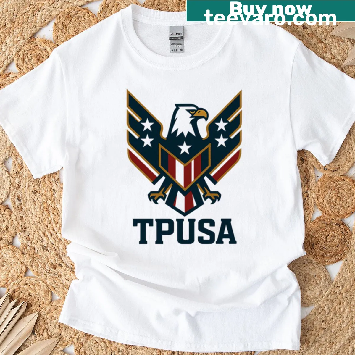 Eagle shield emblem T-shirt representing patriotism — on a men's t-shirt
