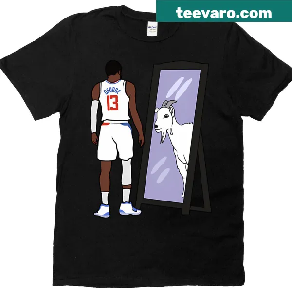 T-shirt featuring 'Mirror Goat' graphic honoring Paul George