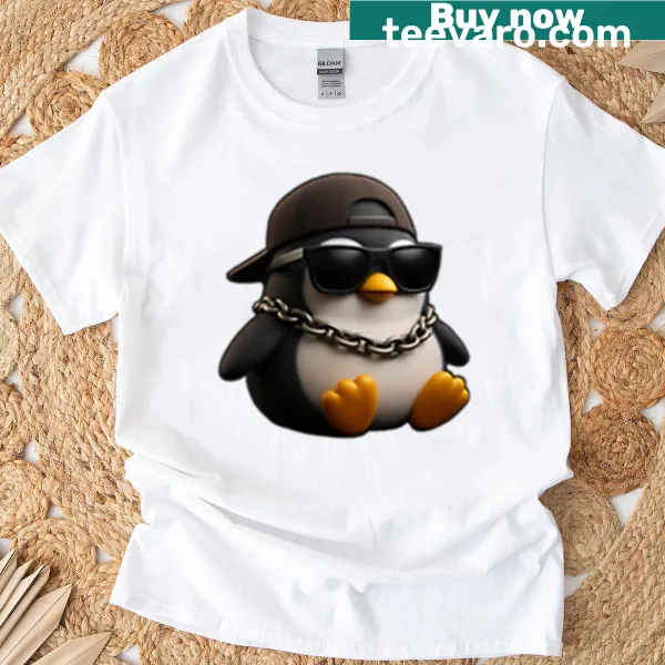 Cute cartoon penguin graphic on a kids' T-shirt