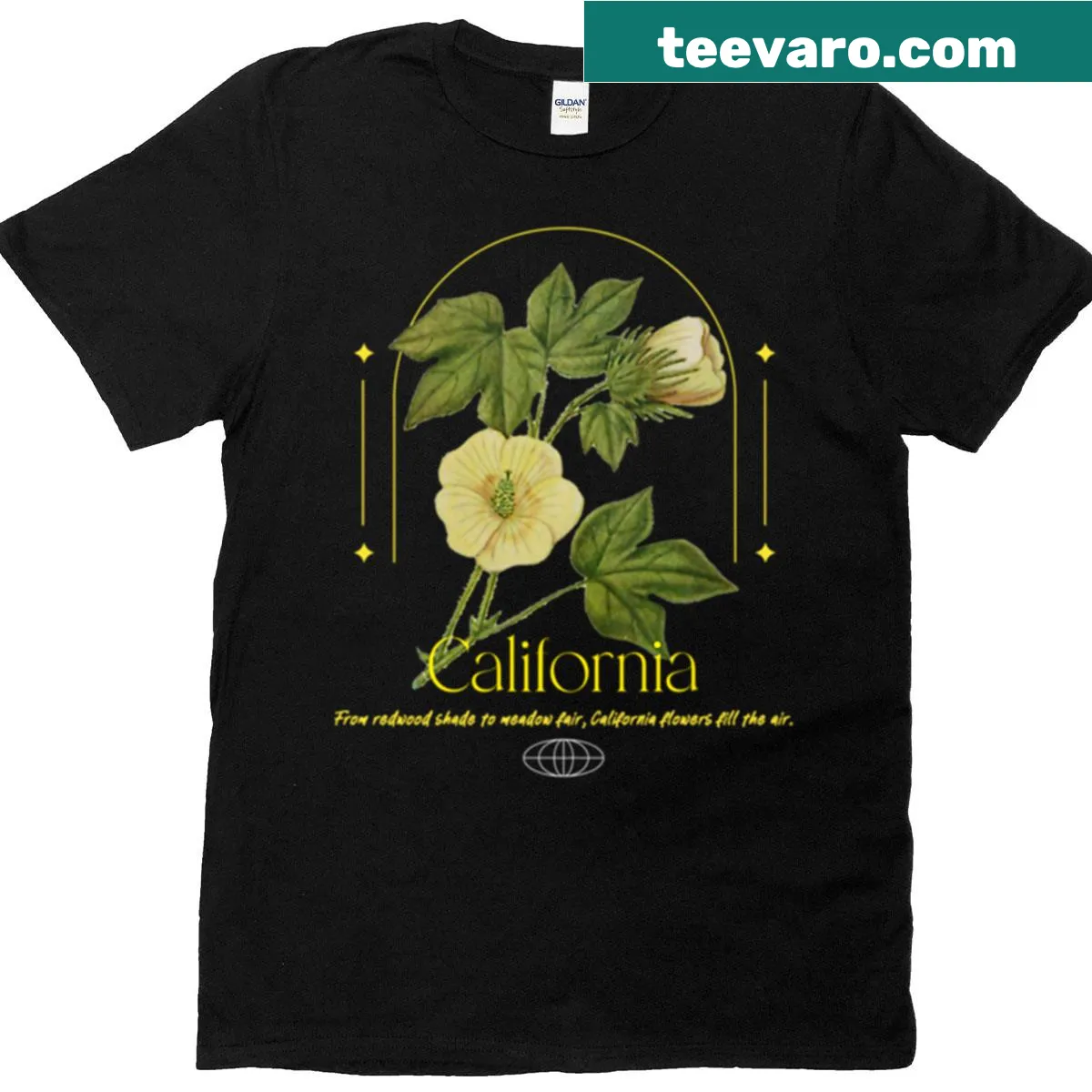 T-shirt featuring a bold and beautiful peony illustration — on a men's t-shirt