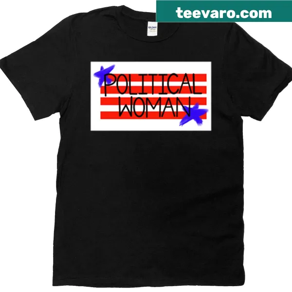 Funny political shirt for women featuring sticker design.
