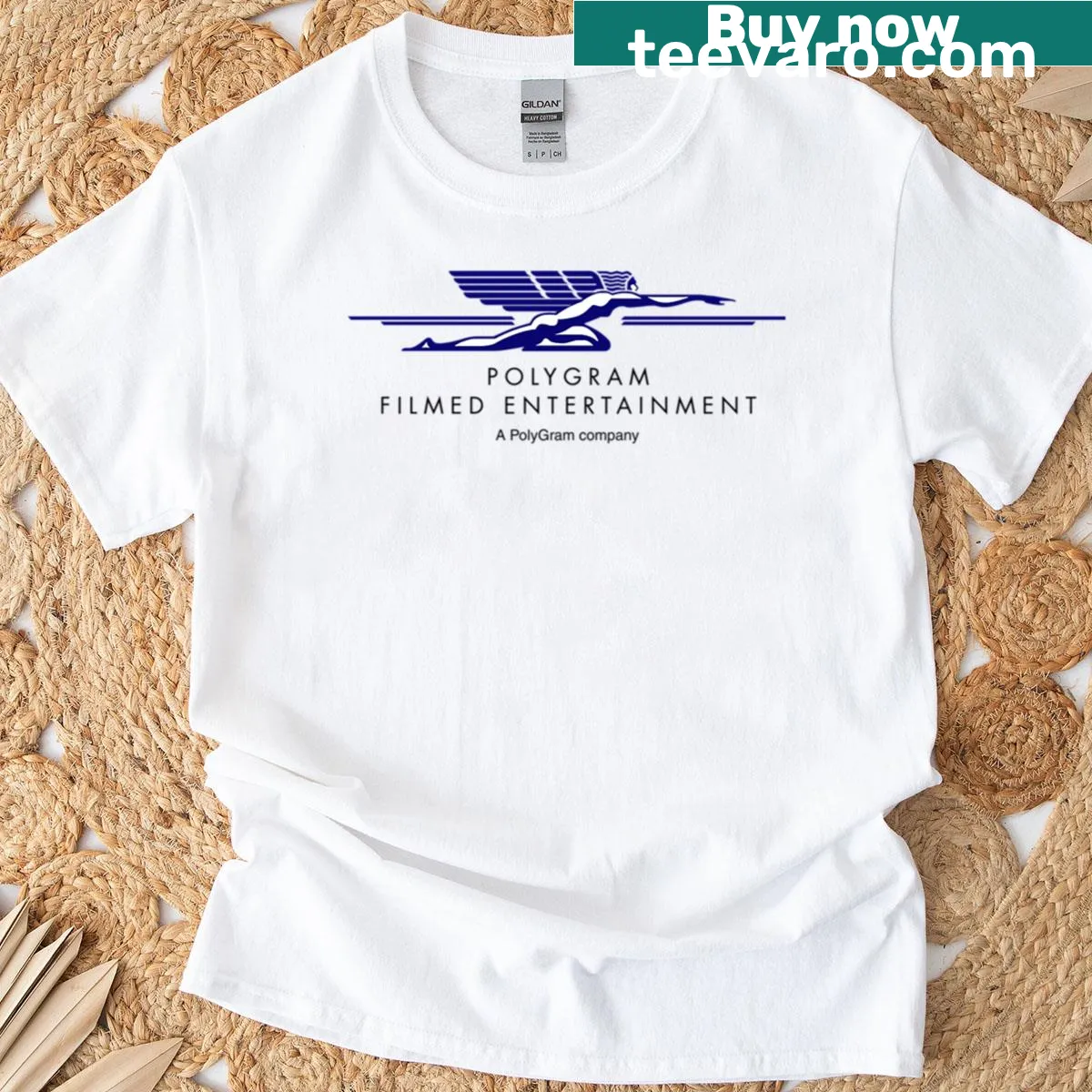 Polygram Filmed Entertainment logo from 1997 on a t-shirt — on a men's t-shirt