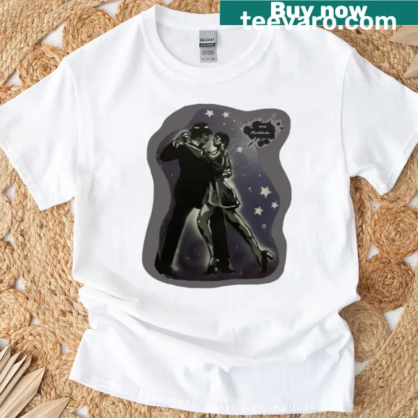 T-shirt illustrating a couple dancing the tango elegantly.