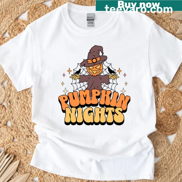 T-shirt with a whimsical pumpkin illustration, perfect for Halloween