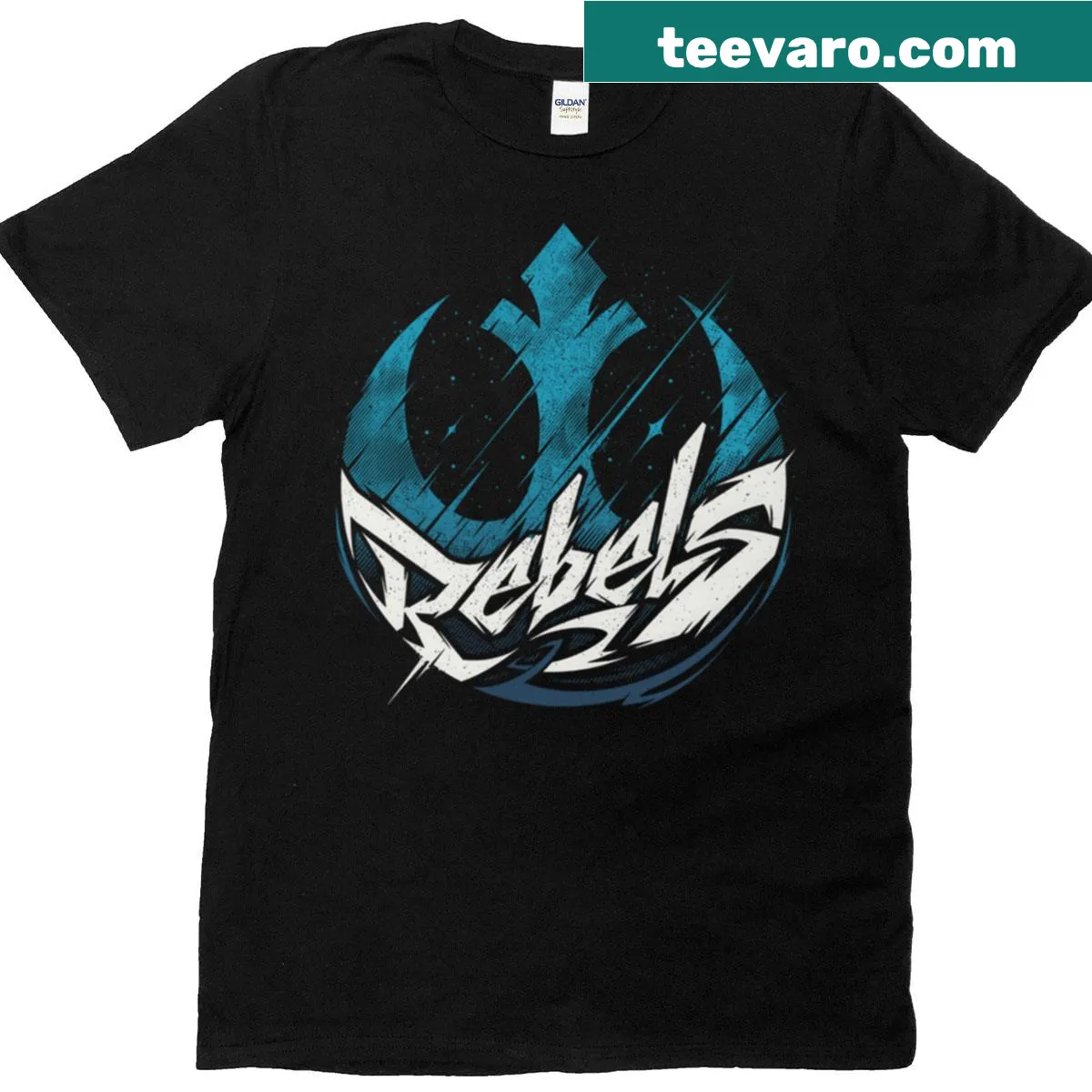 Illustration of a legacy-themed design in blue, symbolizing strength and rebellion. — on a men's t-shirt