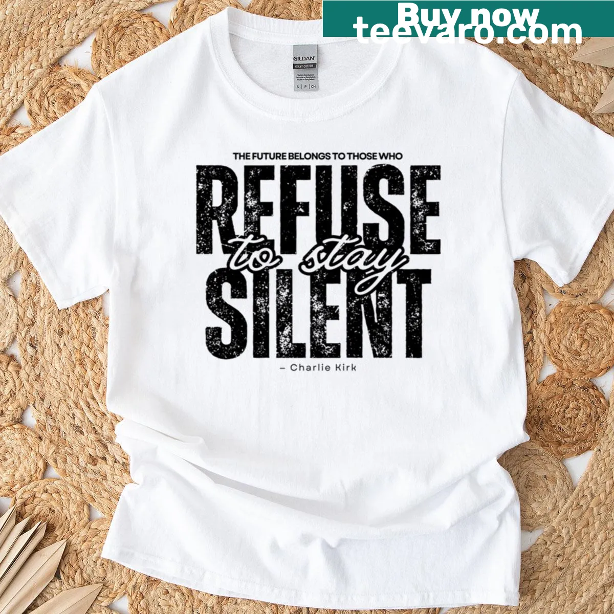 Quote t-shirt featuring 'Refuse To Stay Silent' in bold typography — on a men's t-shirt