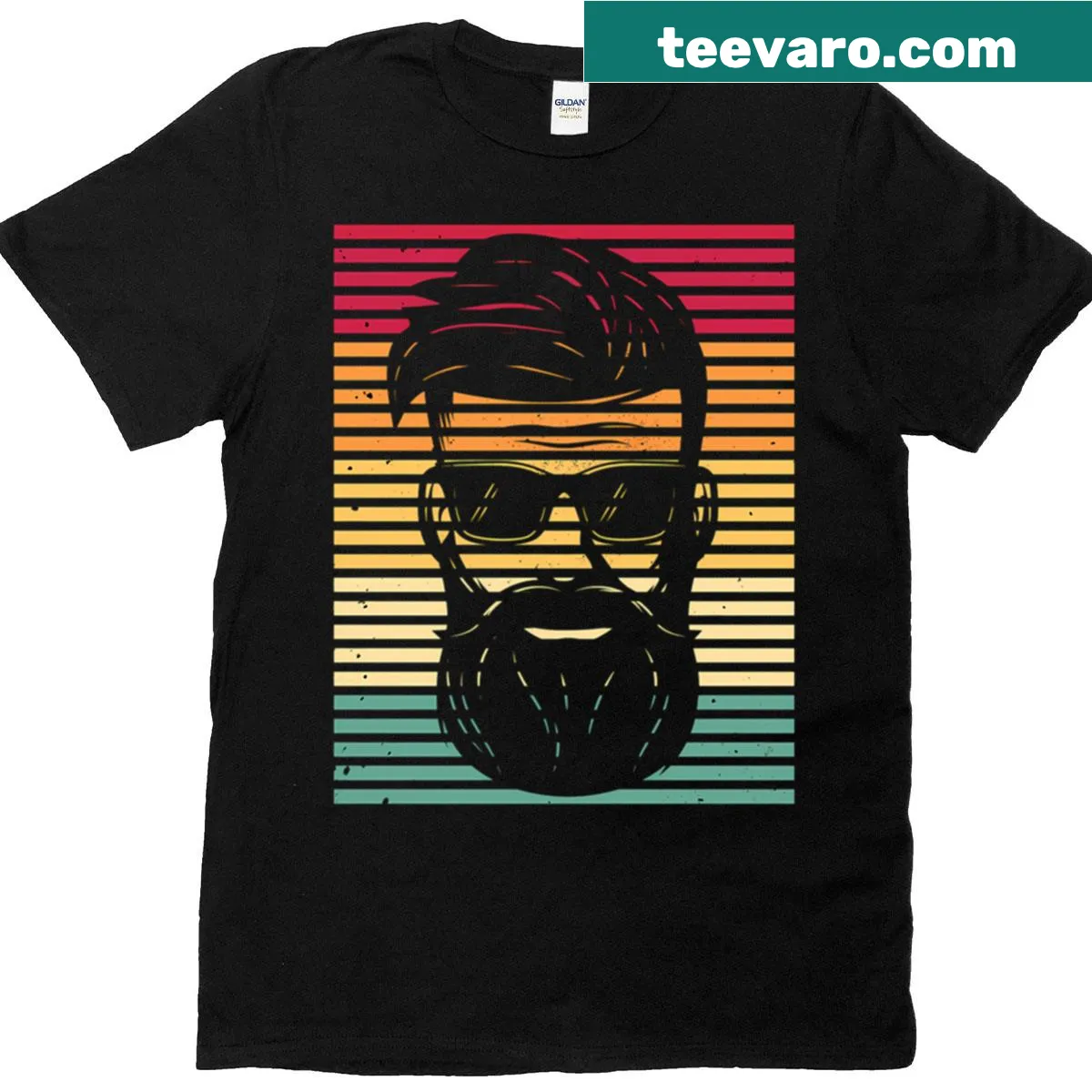Funny retro beard graphic t-shirt featuring playful illustration — on a men's t-shirt