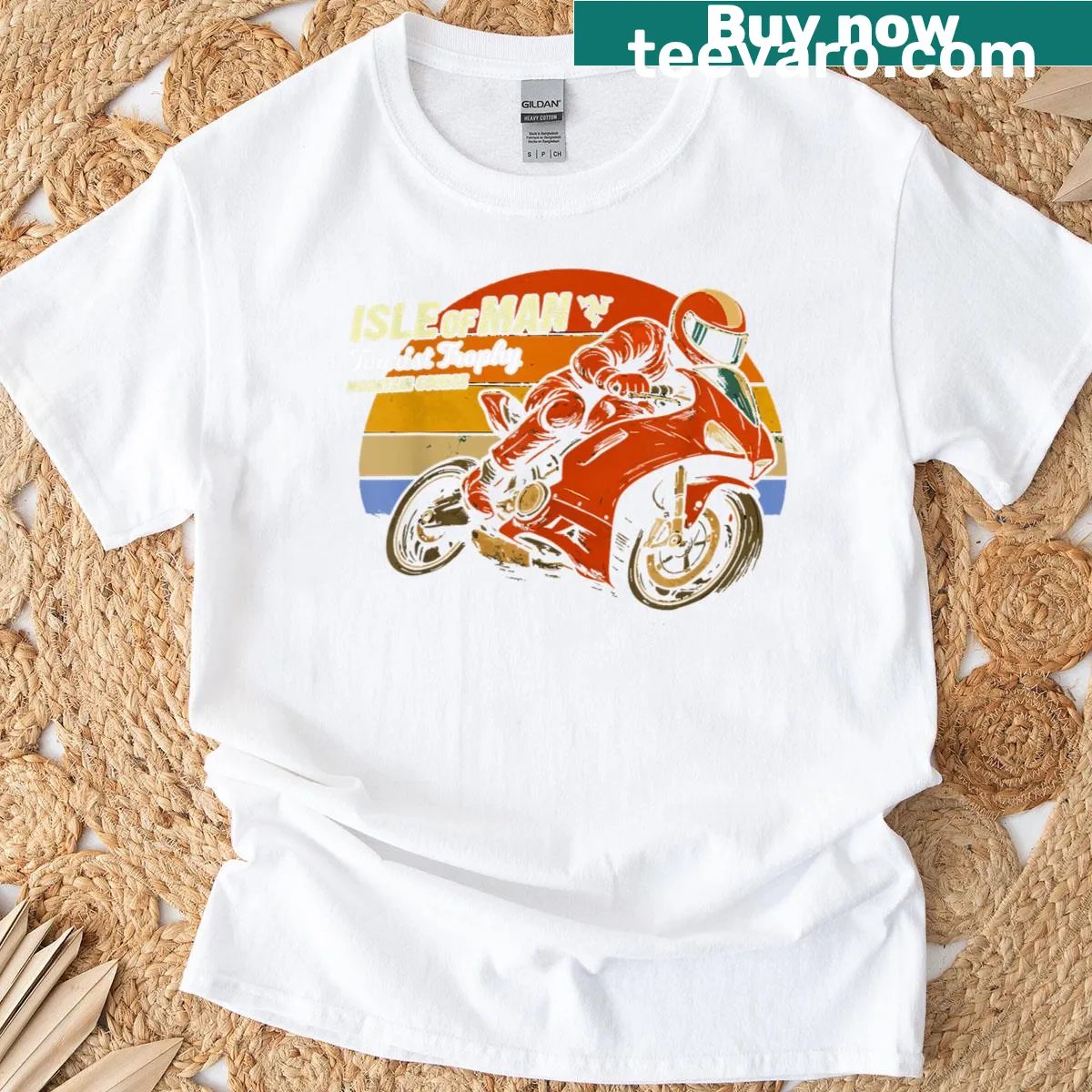 Vintage racing T-shirt celebrating Isle of Man TT races — on a men's t-shirt