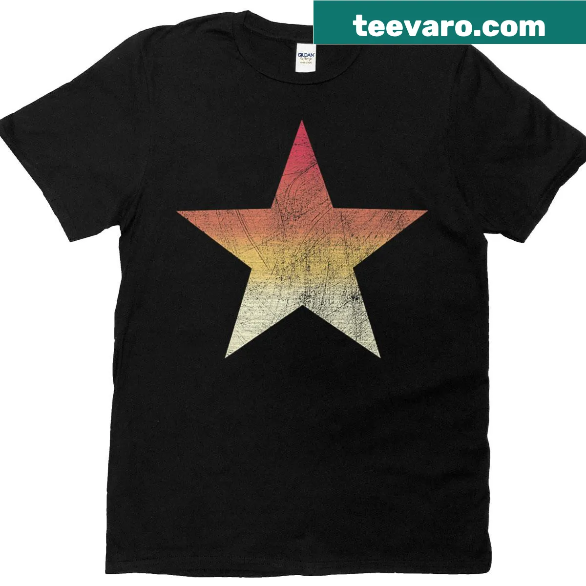 Retro vintage star graphic T-shirt suitable for all — on a men's t-shirt