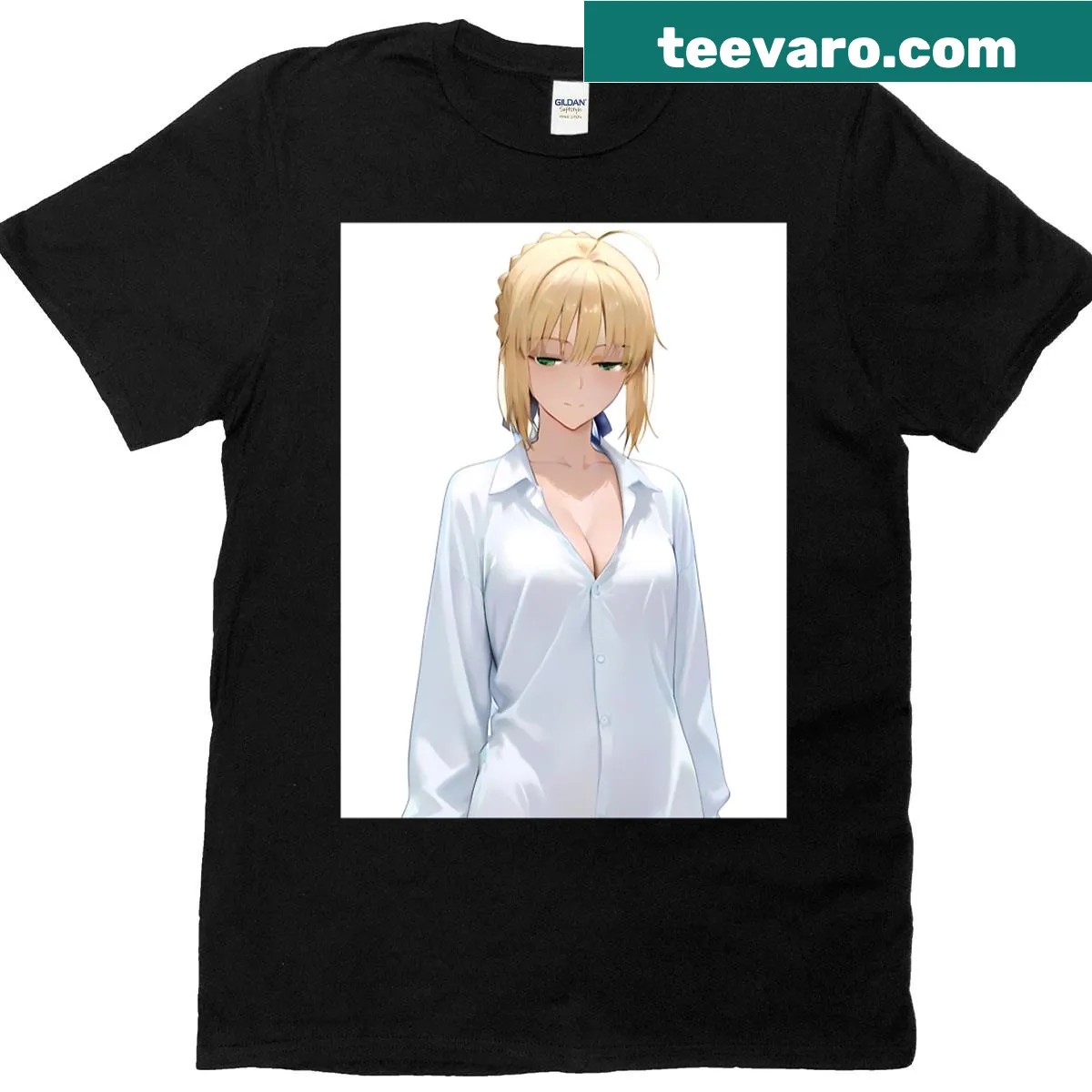 Anime T-shirt featuring Saber from Fate Stay Night. — on a men's t-shirt