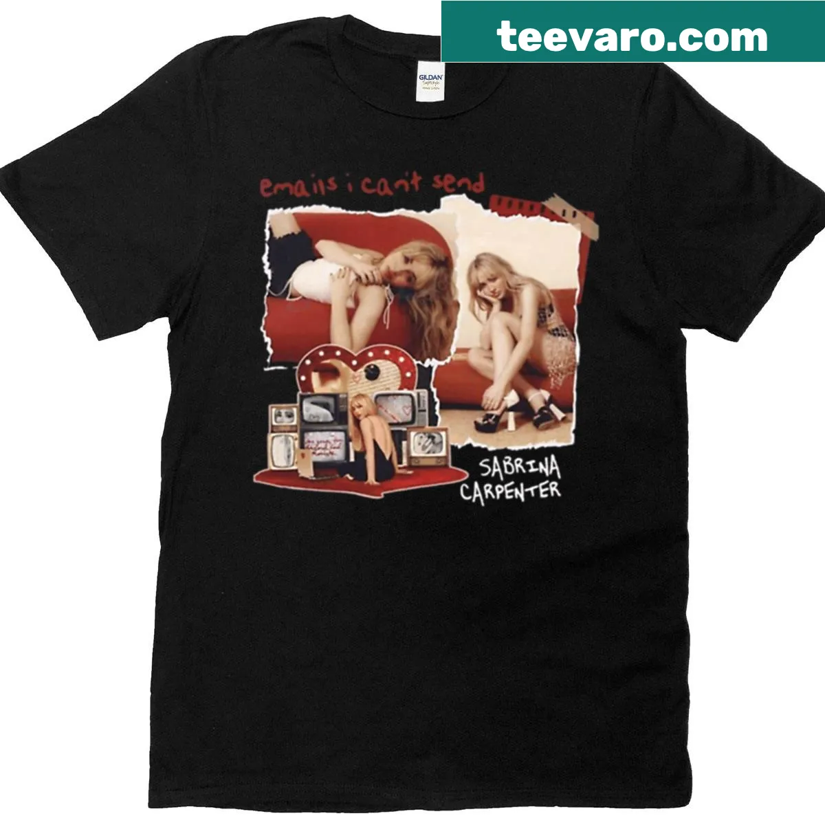 Stylish Sabrina Carpenter T-shirt with a playful graphic illustration — on a men's t-shirt