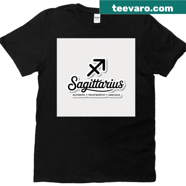 Illustrated Sagittarius archery graphic on astrology-themed t-shirt