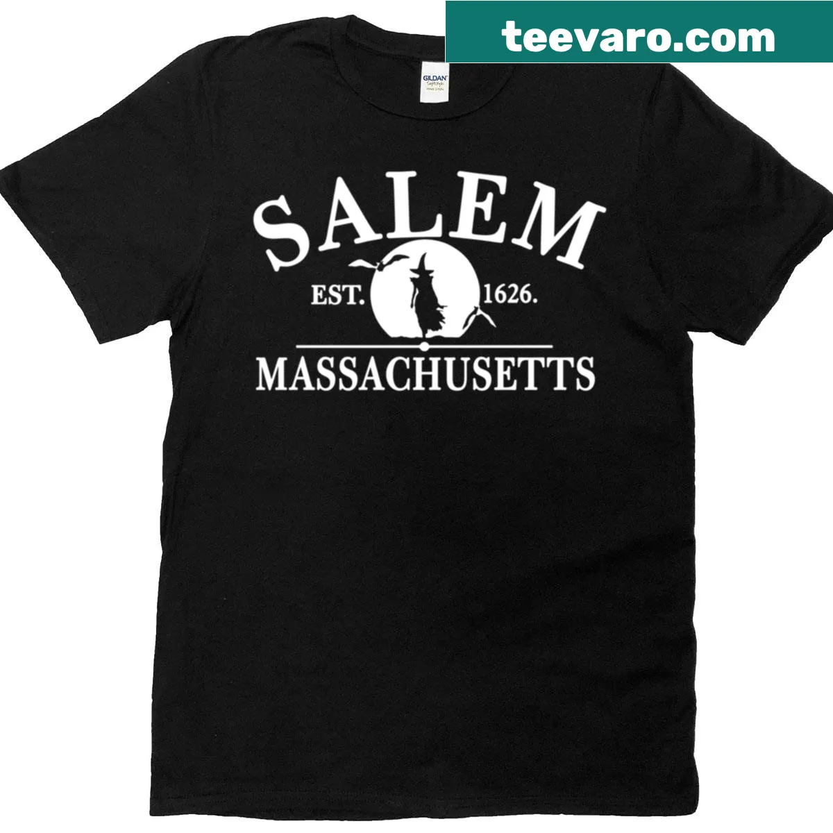 Vintage-style Salem Massachusetts graphic on T-shirt — on a men's t-shirt