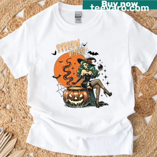Retro witches graphic T-shirt for Halloween