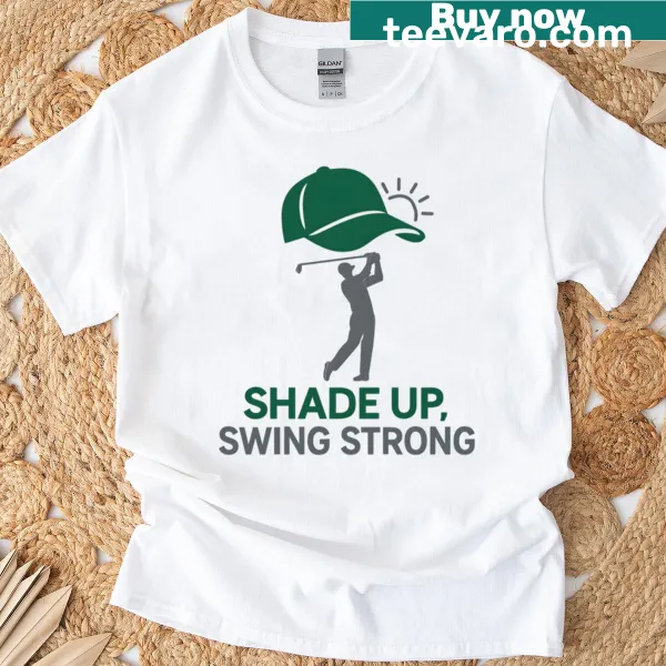 Bold typography golf-themed T-shirt promoting strength and coolness