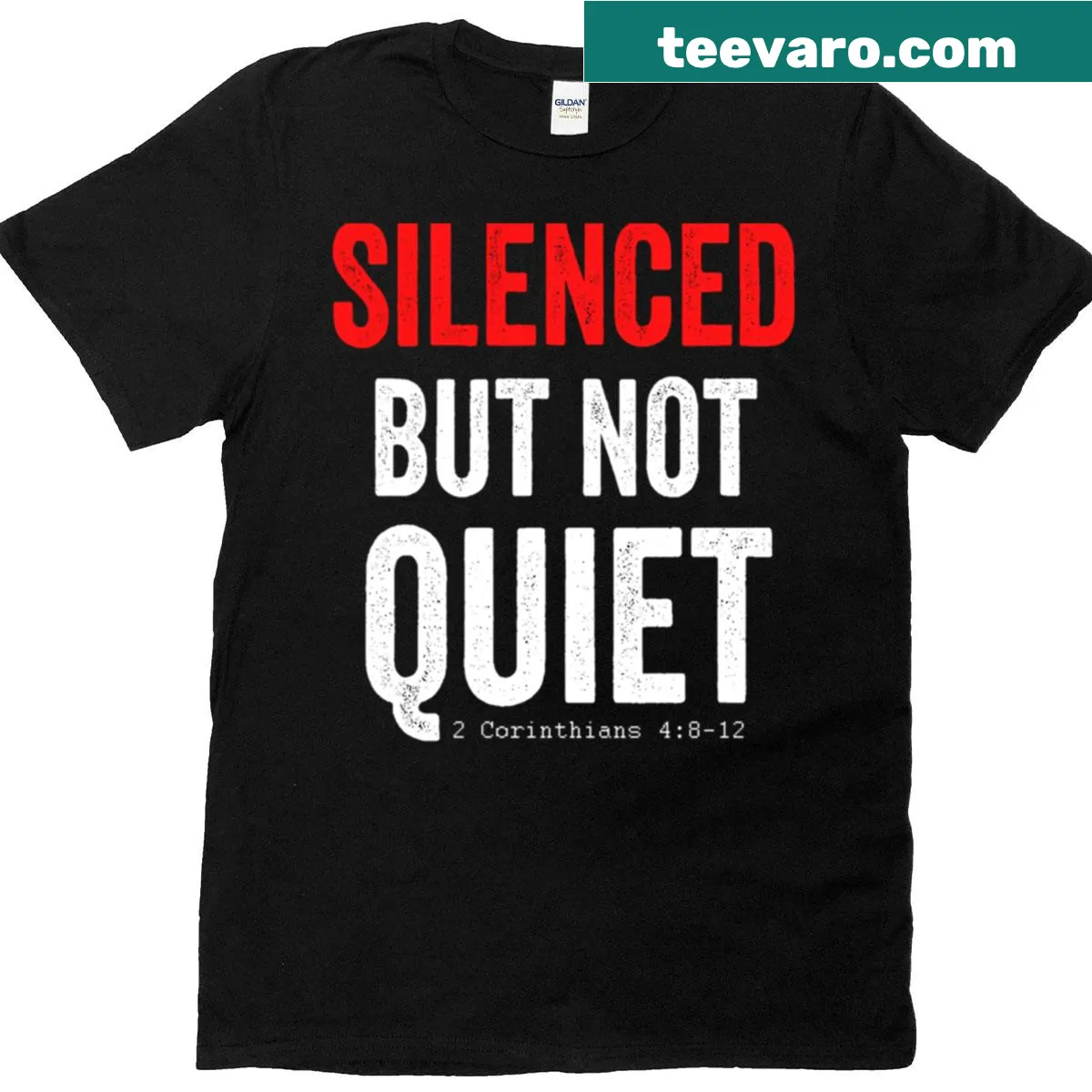 Hand-lettered design featuring 'Silenced But Not Quiet' on a t-shirt. — on a men's t-shirt